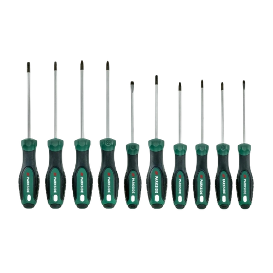 Parkside 10-Piece Magnetic Screwdriver Set — Green