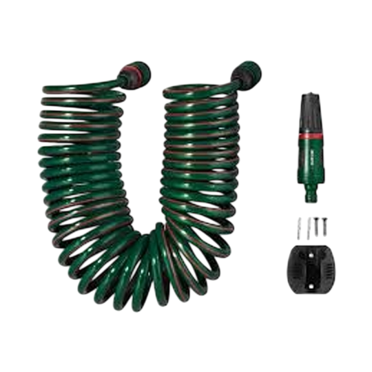Parkside Spiral Air Hose Set — Coiled Compressor Hose with Quick Couplings