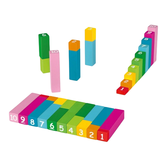 Playtive Rainbow Counting Blocks — 101-Piece Wooden Maths Learning Set