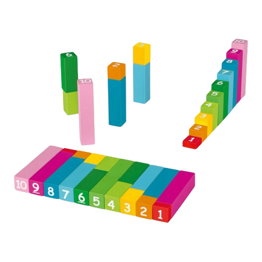 Playtive Rainbow Counting Blocks — 101-Piece Wooden Maths Learning Set