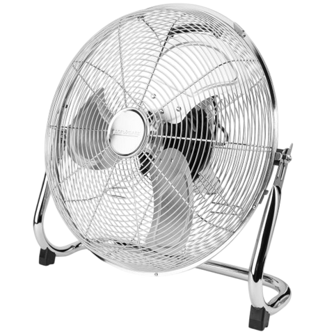 ProfiCare Wind Machine Floor Fan — Ø 50 cm, 4-Speed, Chrome Metal Body