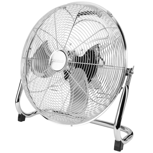 ProfiCare Wind Machine Floor Fan — Ø 50 cm, 4-Speed, Chrome Metal Body