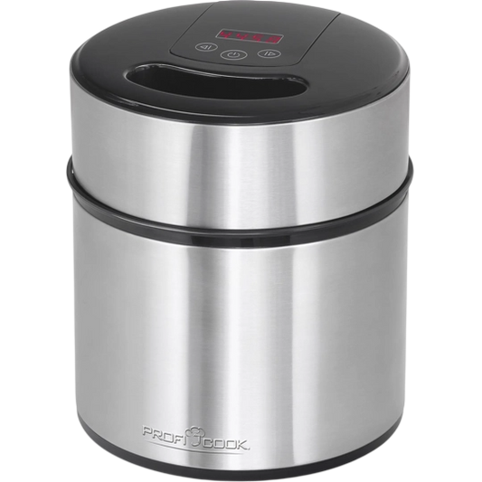 ProfiCook Ice Cream Maker — Stainless Steel, 1800 ml, Digital Timer