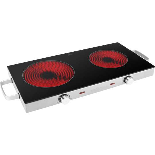 ProfiCook Infrared Double Cooking Plate — 2800 W, Twin Glass-Ceramic Zones, Stainless Steel