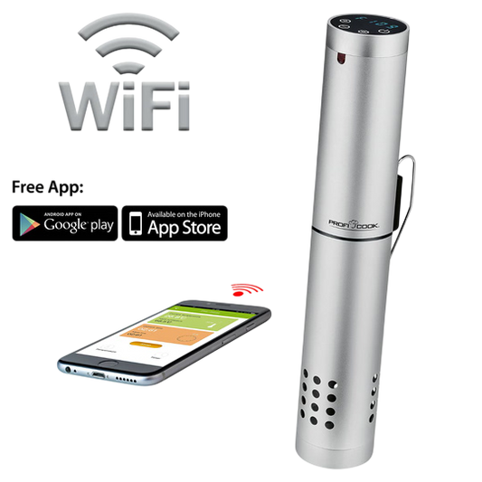 ProfiCook WiFi Sous Vide Stick — App Control, Recipe Database, Sensor Touch, IPX7