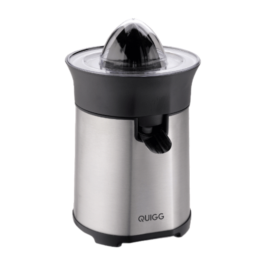 Quigg Citrus Juicer — Direct-to-Glass with Drip Stop, 2 Cones, Stainless Steel Body