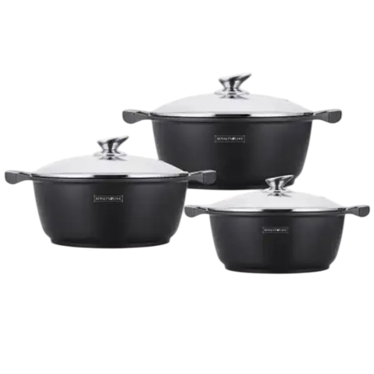 Royalty Line — 6-Piece Die-Cast Aluminium Non-Stick Marble Coated Casserole Set