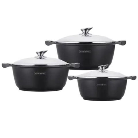 Royalty Line — 6-Piece Die-Cast Aluminium Non-Stick Marble Coated Casserole Set