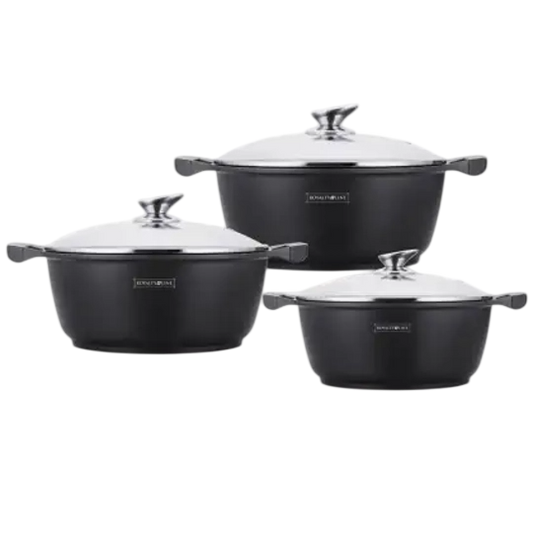 Royalty Line — 6-Piece Die-Cast Aluminium Non-Stick Marble Coated Casserole Set