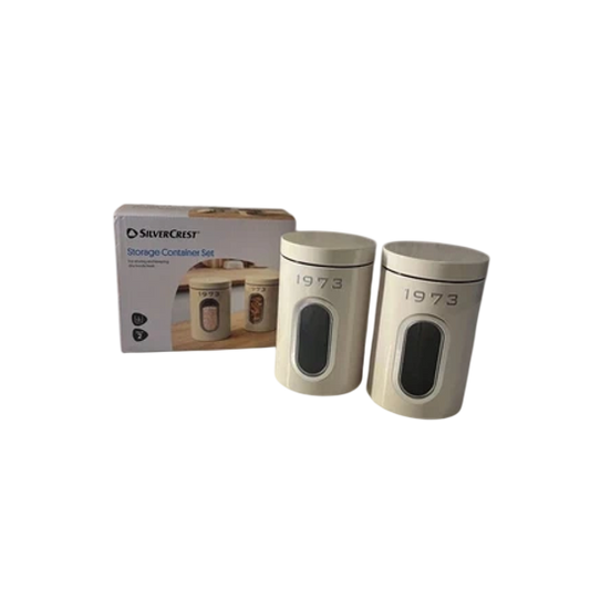 SilverCrest Set 1973 — 2 x 1.5 L Retro Storage Canisters with Viewing Window