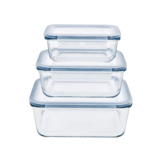 SilverCrest Premium Glass Food Storage Set — 3-Piece Glass Container Set with Clip Lids