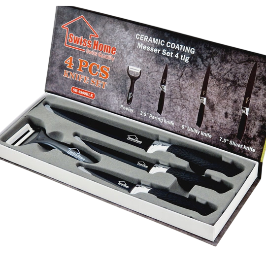 Swiss Home 4-Piece Ceramic-Coated Knife Set
