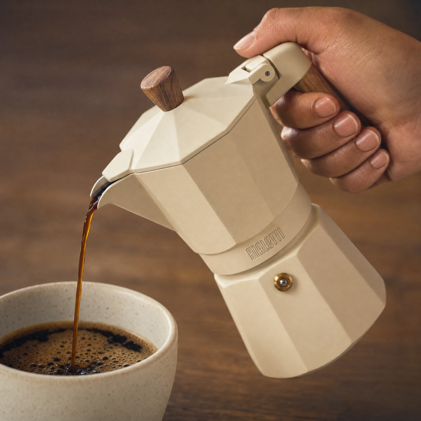 CREATE Cream Moka Pot Stovetop Espresso Maker