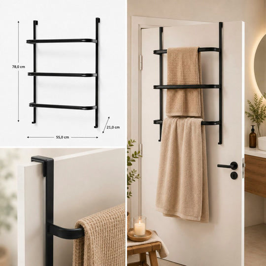 Over-Door Towel Rack, 3 Rails