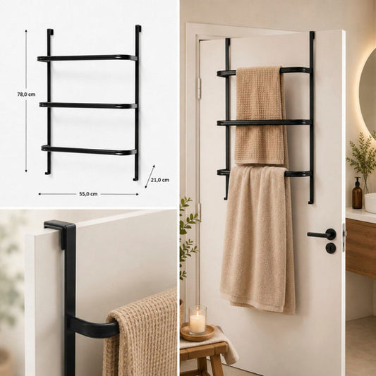 Over-Door Towel Rack, 3 Rails